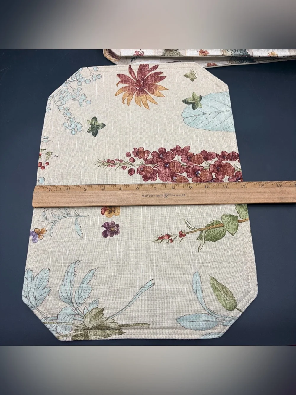 Vintage Waverly Placemats Set Of 6 Floral Botanical Plants Double Sided